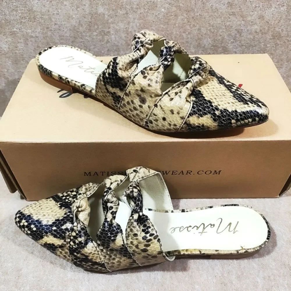 Matisse Women's Snake Print Leather Mules Slip On Shoes #C